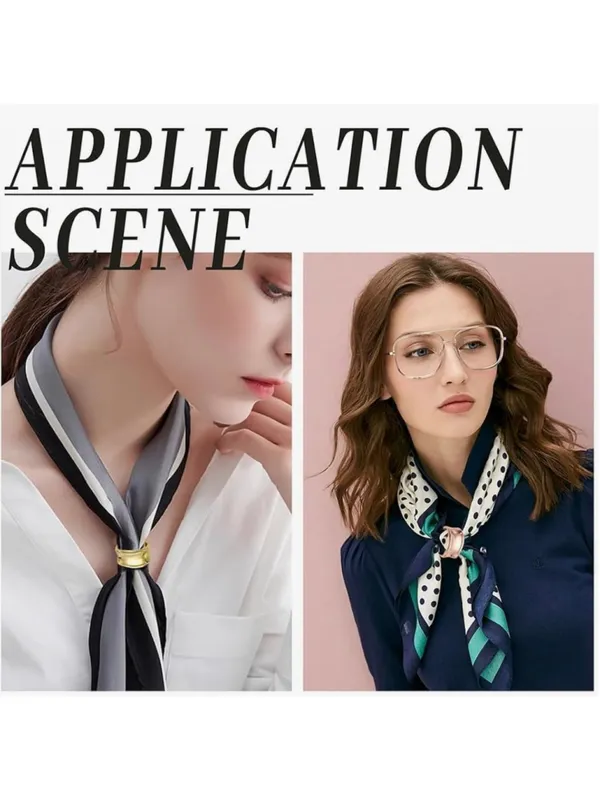 NEW 3 Pcs Dainty Oblate Silk Scarf Ring Brooch, 3 Colors Geometric Jewerly - Image 5