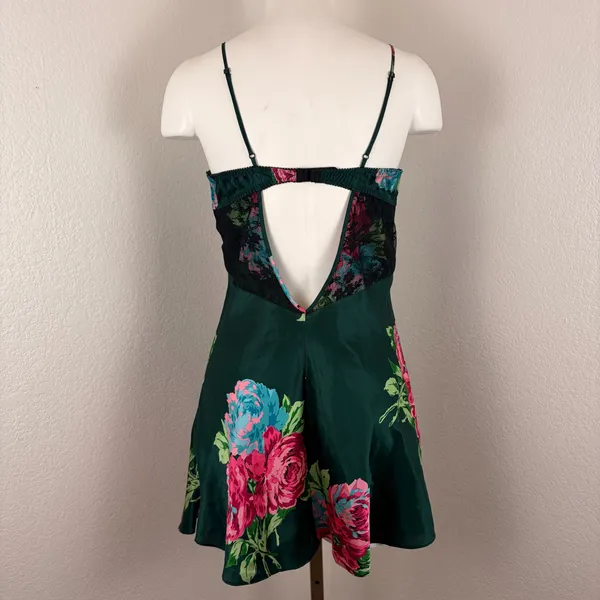 Betsey Johnson Intimates dark green floral mini slip dress - Image 6