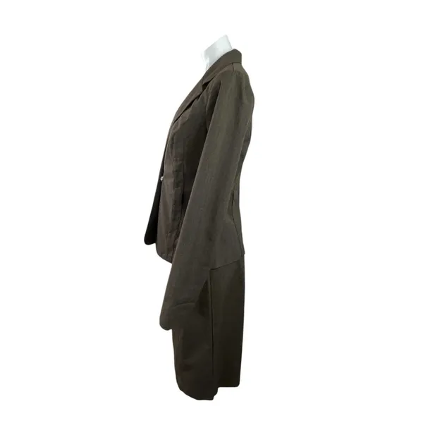 BCX Brown Long Sleeve Notch Lapel Blazer Coat Jacket Pencil Skirt Suit Set Sz L - Image 2