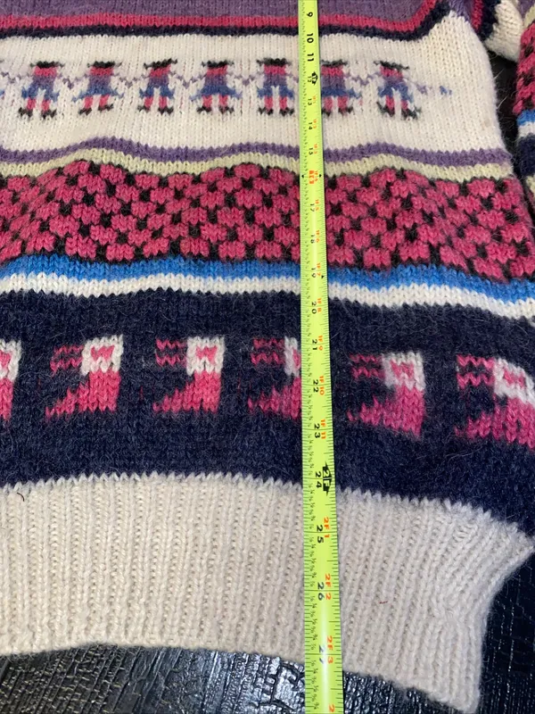 Vintage 80s Peruvian Alpaca Folk Hand Knit Sweater Llama Peru - Image 9