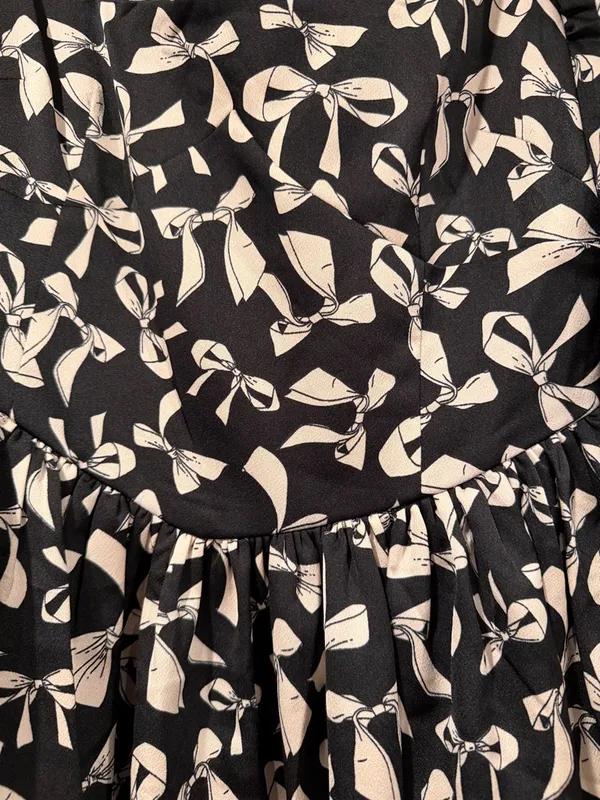 For Love And‎ Lemons Black and White bow Print Mini Dress small - Image 3
