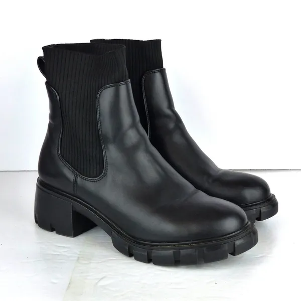 Steve Madden Hayle Chelsea Boots Womens 9 Black Vegan Chunky Lug Sole Platform - Image 3