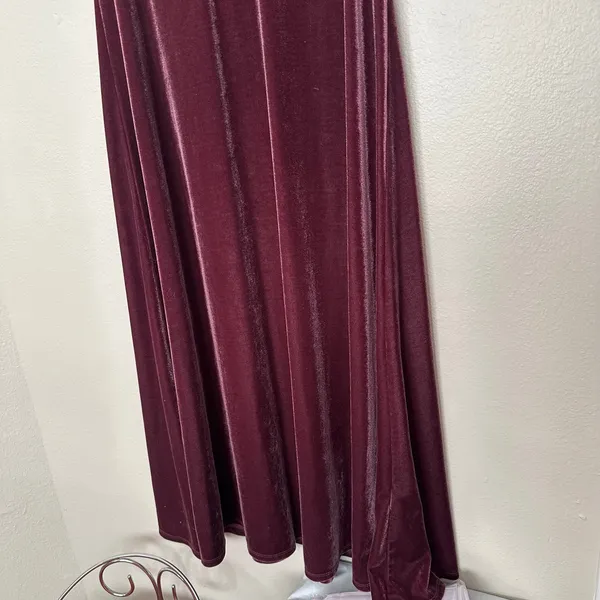 Taylor Sz 10 Midi Dress womens Purple Plum Velvet Empire Waist Flutter Sleeves - Image 3