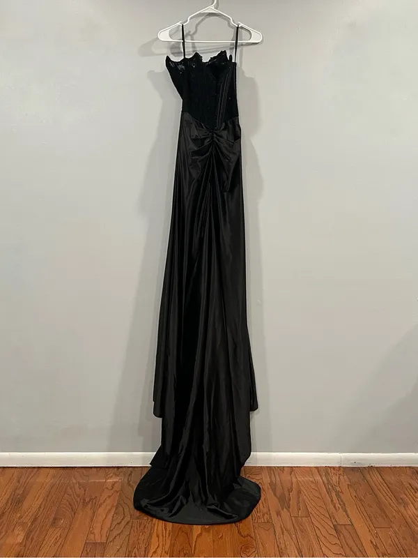 Sherri Hill 55419 Black Corset Beaded Bodice and Satin Gown Sz 2 Prom - Image 5