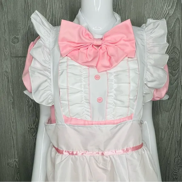 Lolita baby doll French maid pink & white dress Halloween costume cosplay XL - Image 3