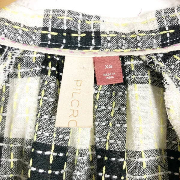 Anthropologie Pilcro Breezy Plaid Buttondown Top XS Check Textured Grunge Emo - Image 5