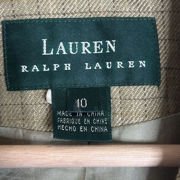 Vtg‎ Lauren Ralph Lauren linen houndstooth Glen Plaid Blazer size 10 equestrian - Image 5