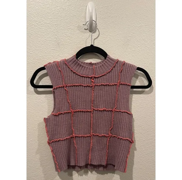 THE RAGGED PRIEST Unfazed Knit Purple Pink Tank Top - Image 2