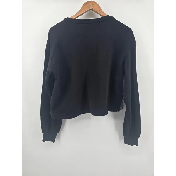 Anthropologie Sweatshirt Women S 3D Floral Applique Black Beaded Cropped EUC - Image 4