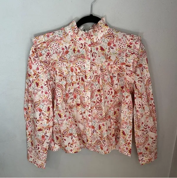 Pinch Floral Paisley Print Ruffle Long Sleeve Blouse Large NWT NEW - Image 5
