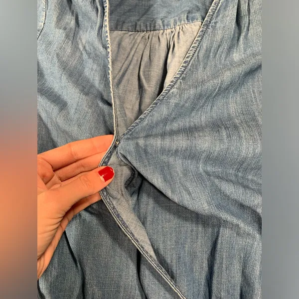Madewell Blue Denim Wrap Blouse medium - Image 6