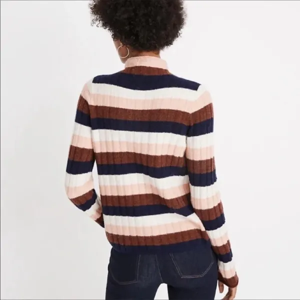 Madewell Evercrest Striped Mockneck Sweater Top XS v6x - Image 2