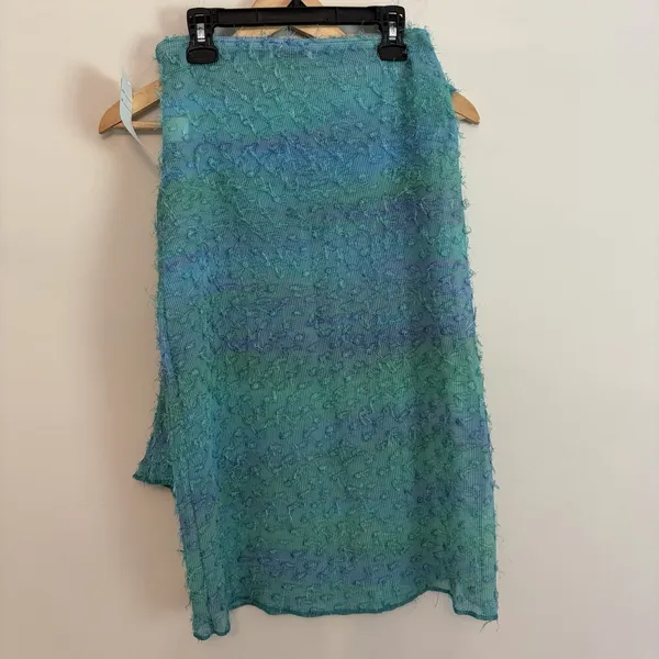 Ninety 2 Pc Skirt Set Medium Teal Blue Textured Sheer Sleeveless Y2K NWT - Image 5