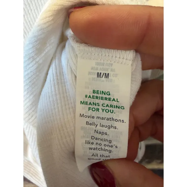 Aerie White Ribbed Long Sleeve Hook‎ and Eye Bodysuit Medium M - Image 5