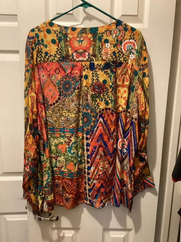 John Mark Yellow Multi Floral Patchwork Tunic - Image 5