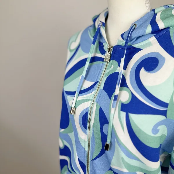 Hill House Allie Zip Up Sweatshirt Hoodie Kaleidoscopic Beach Blue Fleece S NWT - Image 12