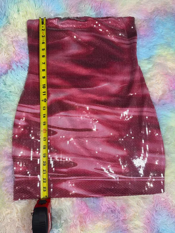 Cute Sequin Pink Tube Top Dress - Image 4
