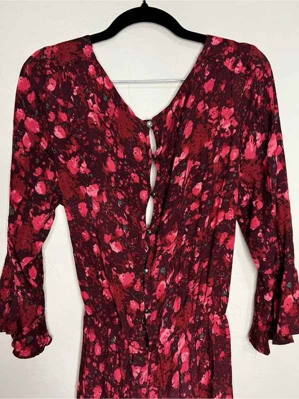 Free People All The Right Ruffles Red‎ Floral Boho Romper - Image 11