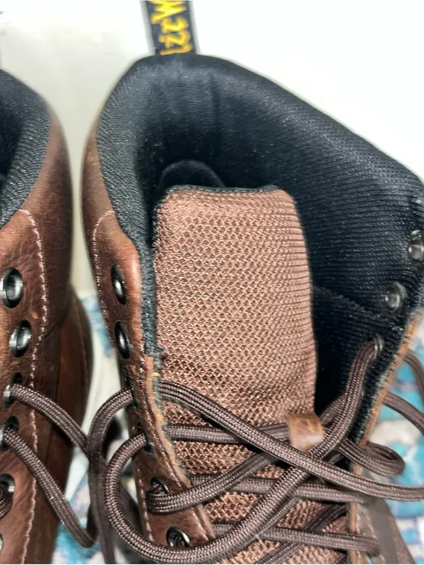 Dr. Martens Rigal Boots women Size 9 Brown Leather Lace Up White Sole - Image 10