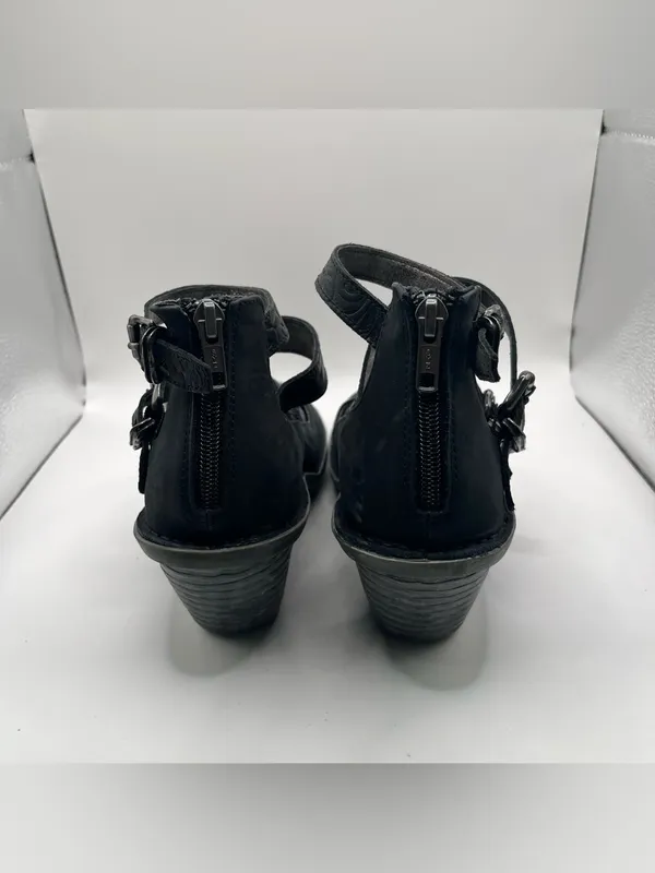 OTBT Mary Jane Biker Wedge black size 7 buckle distressed EUC - Image 6