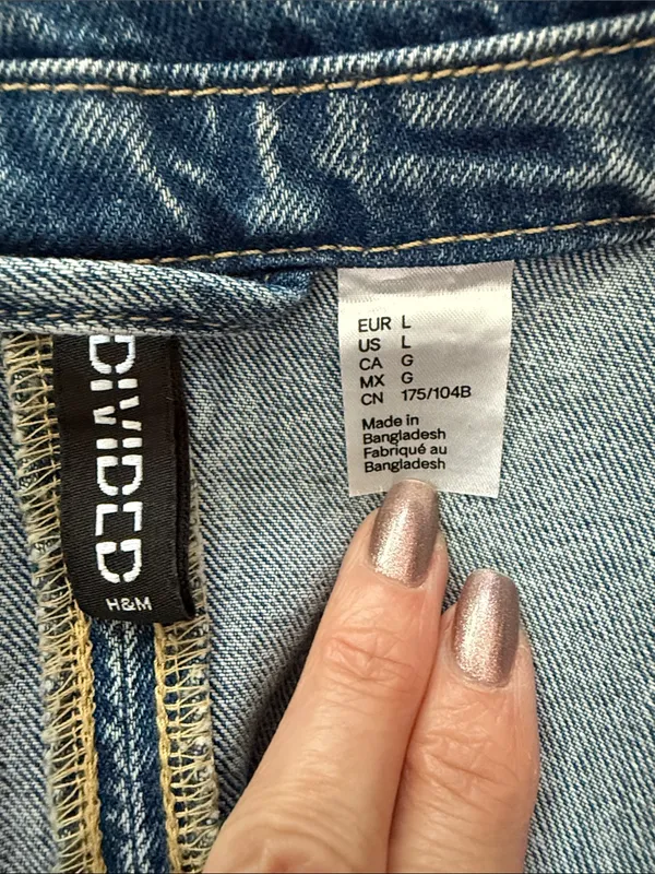 Divided H&M Acid Wash Denim Double Breasted Peacoat Jean Jacket - Image 3