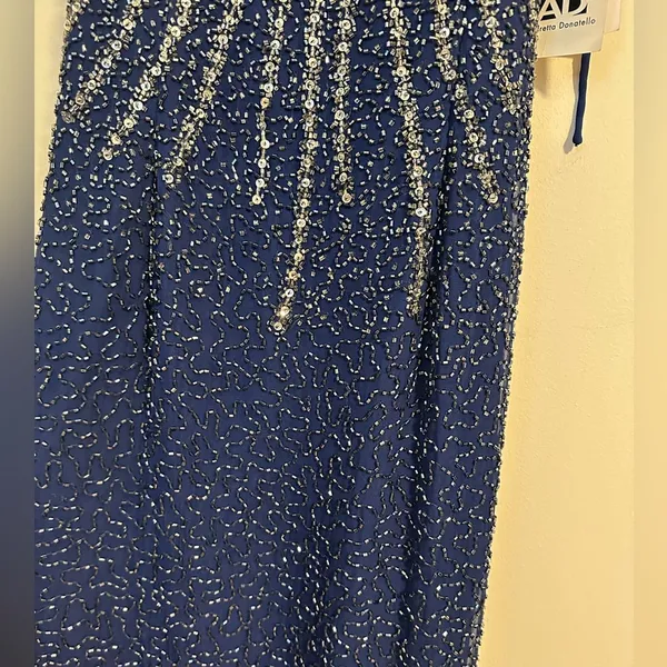 NWT Andretta Donatello SILK vintage beaded embellished navy gown whimisoth - Image 4
