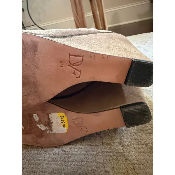DVF Knee High Boots Womens 9 Tan Leather Suede Wedge Heel - Image 9