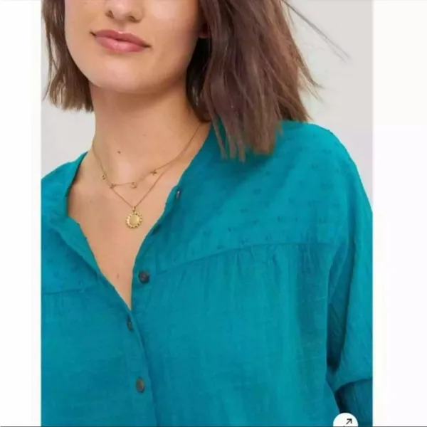 Anthropologie‎ x Pilcro and Letterpress Mila Top turquoise sz S - Image 3