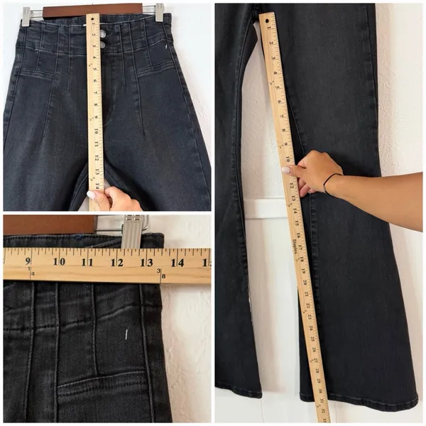 Free People We The Free Black High Rise Flare Jeans Size 27 Stretch - Image 8