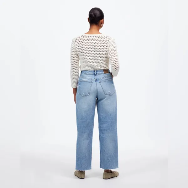 NWT Madewell curvy vintage jeans wide leg cropped 24 broken zipper needs replace - Image 3