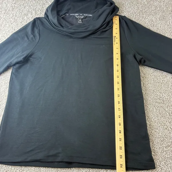 Lauren Ralph Lauren Black Cowl Neck Long Sleeve Pullover‎ Top Womens Medium - Image 3