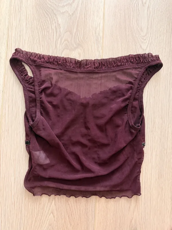 GUC Burgundy Sheer Mesh Y2K Cami Top - Image 5