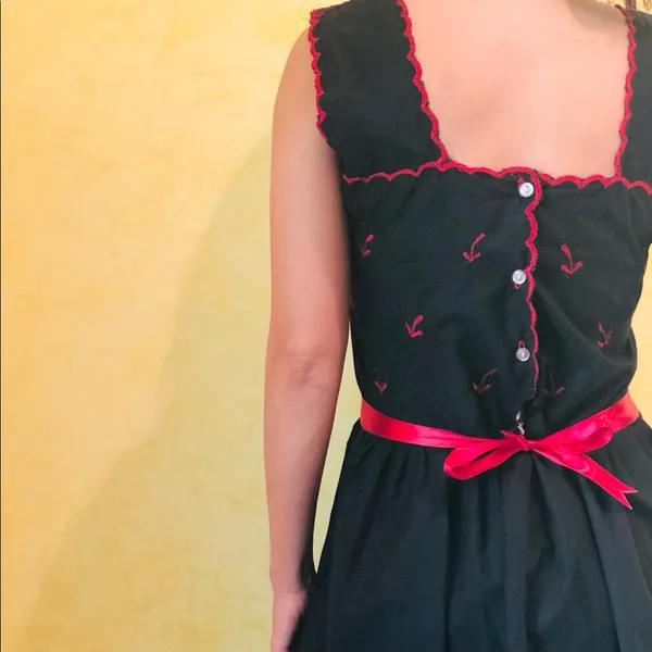 Handmade Philippine Embroidered Dress Black - Image 4