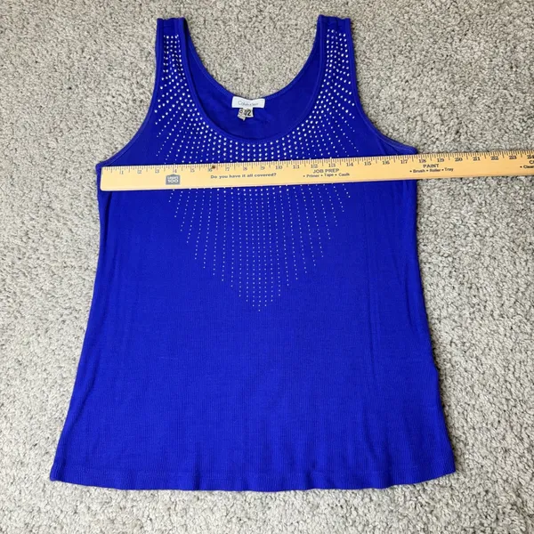 Calvin Klein Womens XL Purple Ribbed Rhinestone Embellished Tank Top Scoop Necke - Image 5