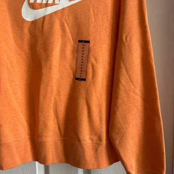 Nike Orange Pullover Sweatshirt with White Swoosh - Image 3
