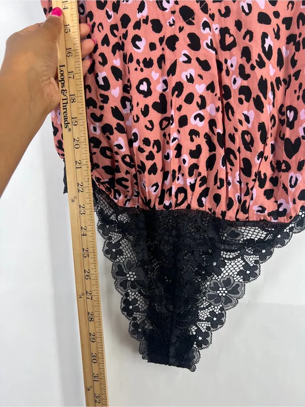 Free People Intimately Bare It All Leopard Bodysuit Rose Combo Size S NWT - Image 12