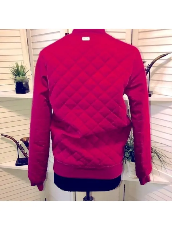 RVCA Bomber jacket oversized burgundy quilted tapestry cotton 90's Y2K grunge punk XS - Image 3