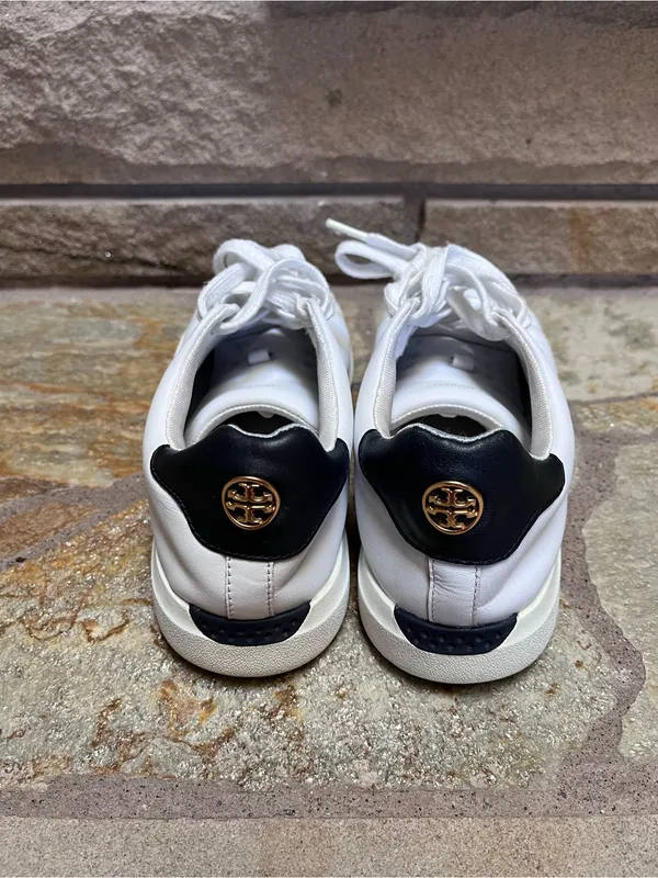 Tory Burch Howell Court leather sneakers Gold Logo Back White 8 - Image 6