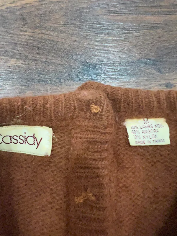 Cassidy Sweater Lambwool Angora Short Sleeve Brown Sz M - Image 3