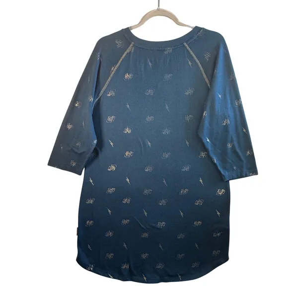 Harry Potter Sleep Shirt‎ Nightgown Blue Gold Foil Logo Lightning Bolt Size S-M - Image 2