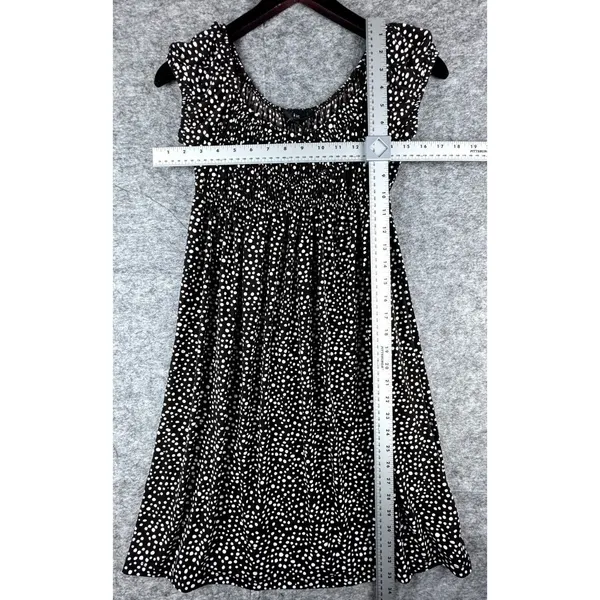 IZ Byer California Women Brown with White polka dots Dress Empire Waist Sz Small - Image 2