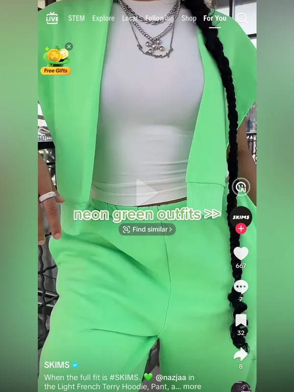 SKIMS French Terry Sweatpants wide leg joggers neon high rise drawstring - Image 4