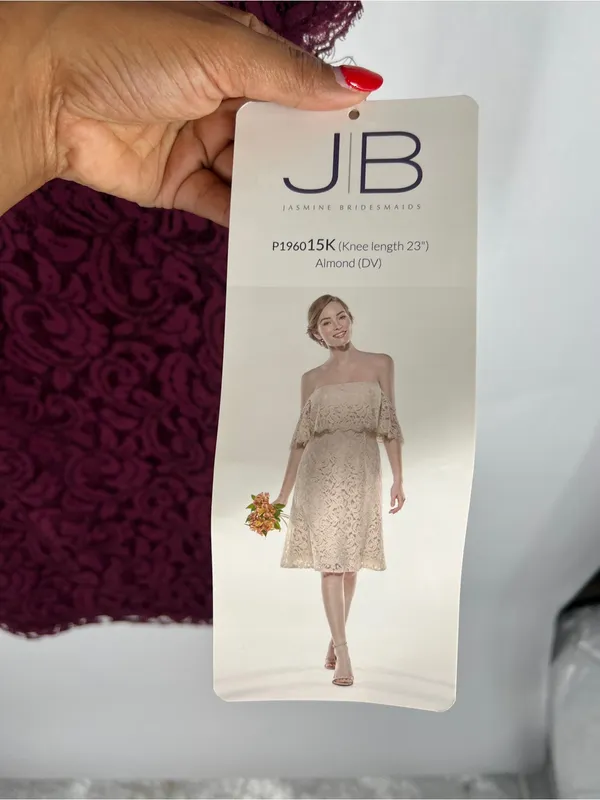 Jasmine Bridesmaids JB Burgundy Lace‎ Off Shoulder Dress NWT Size 6 - Image 5