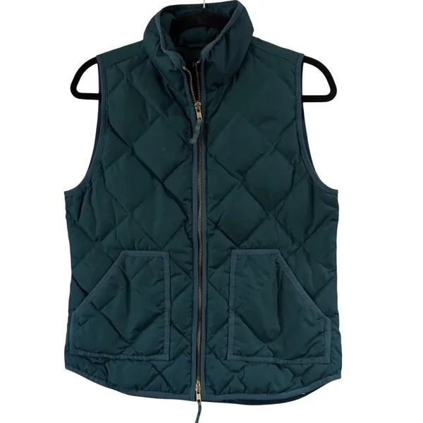 J Crew Quilted Down Puffer Vest Womens S‎ Green Warm Lightweight Excursion 92465 - Image 2