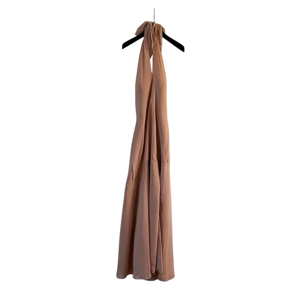 Revelry Athena maxi Gown Dress pink size 4 open back high crisscross neck - Image 8