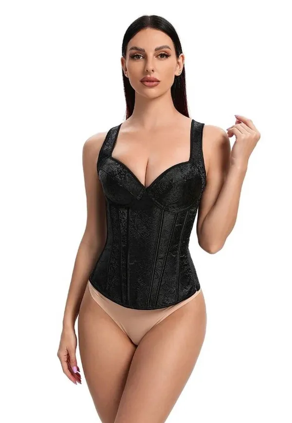 Strap corset with cups jacquard corset bustier tank top lace corset t shirt tee - Image 4