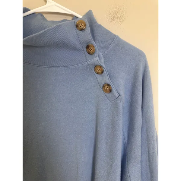 J.Crew Wide Button-Collar‎ Tunic Sweatshirt Cloudspun Fleece Light Blue AP649 L - Image 2