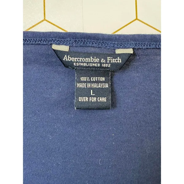 Abercrombie & Fitch Y2K Navy Babydoll V-Neck Long Sleeve Tee - Size - Large - Image 5