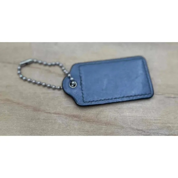 Coach Dark Gray Large‎ Leather Keychain Tag Ball Chain Charm Size 2.5 Inch - Image 2