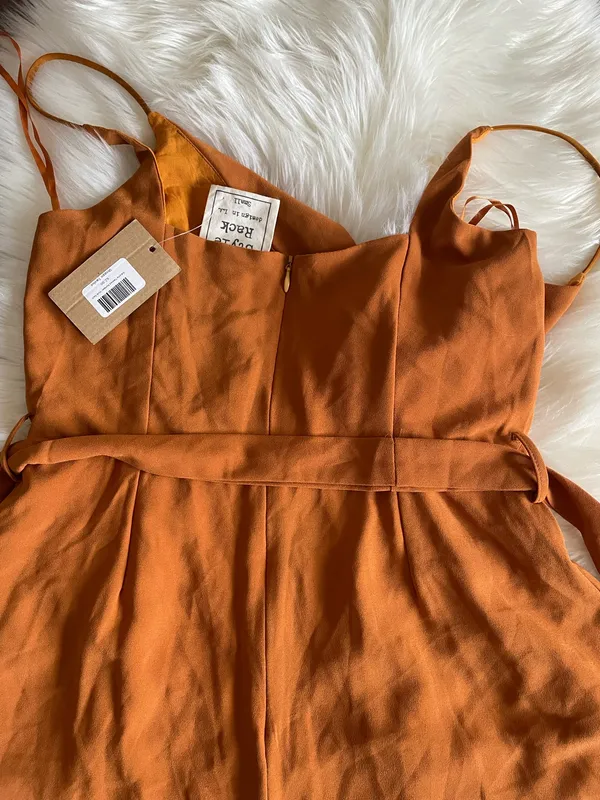 Style Rack Mustard Wrap Romper - Sleeveless Spaghetti Strap - Image 5
